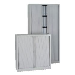 Rolltorschrank geschweißt, hoher Stahl-Kunststoff, 120 x 43 x 198 cm, silberfarben