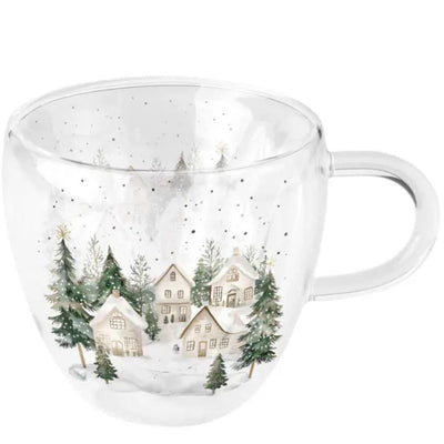Ambiente doppelwandige Schneehäuser aus Glas, 200 ml, Durchmesser 10 x 9,5 cm