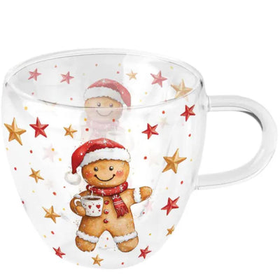 Ambiente doppelwandiges Glas für Kakao und Kekse, 200 ml, Durchmesser 10 x 9,5 cm