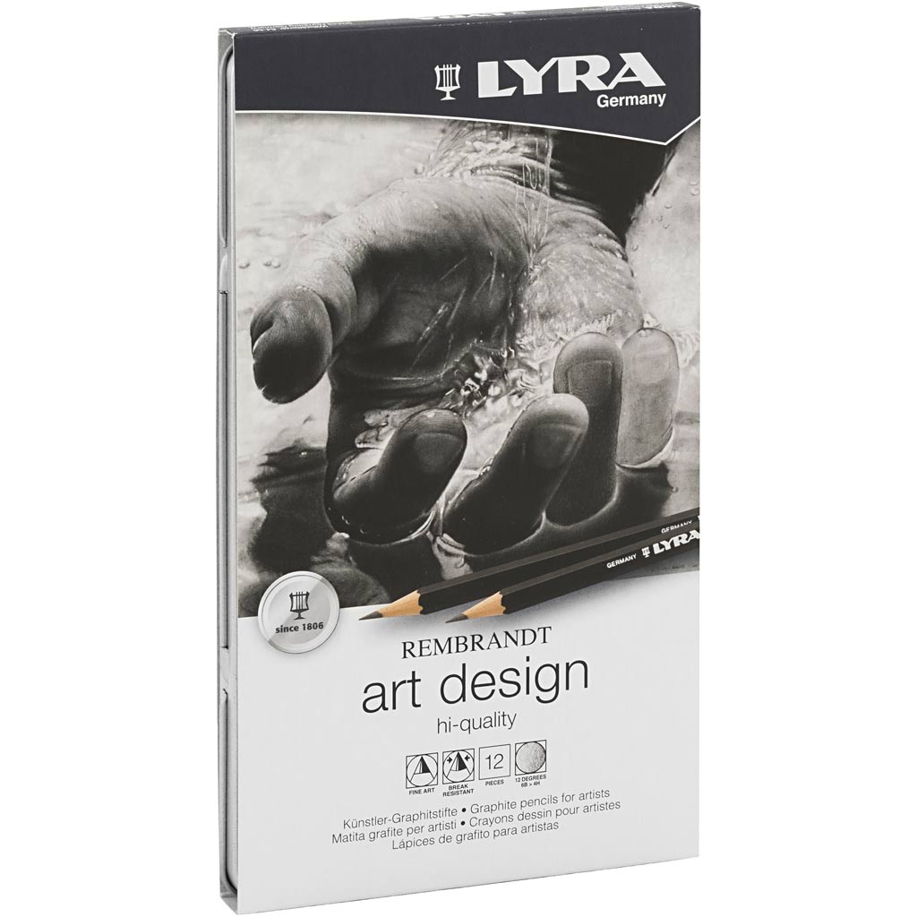 Lyra Art Design Zeichnungsstifte, b, 2b, 3b, 4b, 5b, 6b, hb, h, 2h, 3h, 4, f, 12 Stück 1 Box