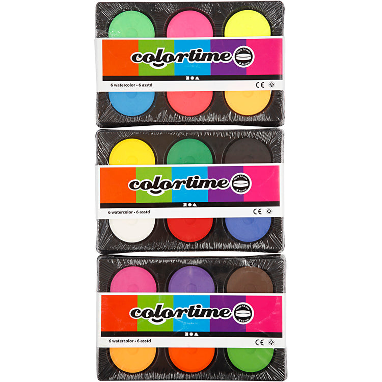 Colortime Aquarell, H: 16 mm, T 44 mm, Neonfarben, Extrafarben, 1 Box