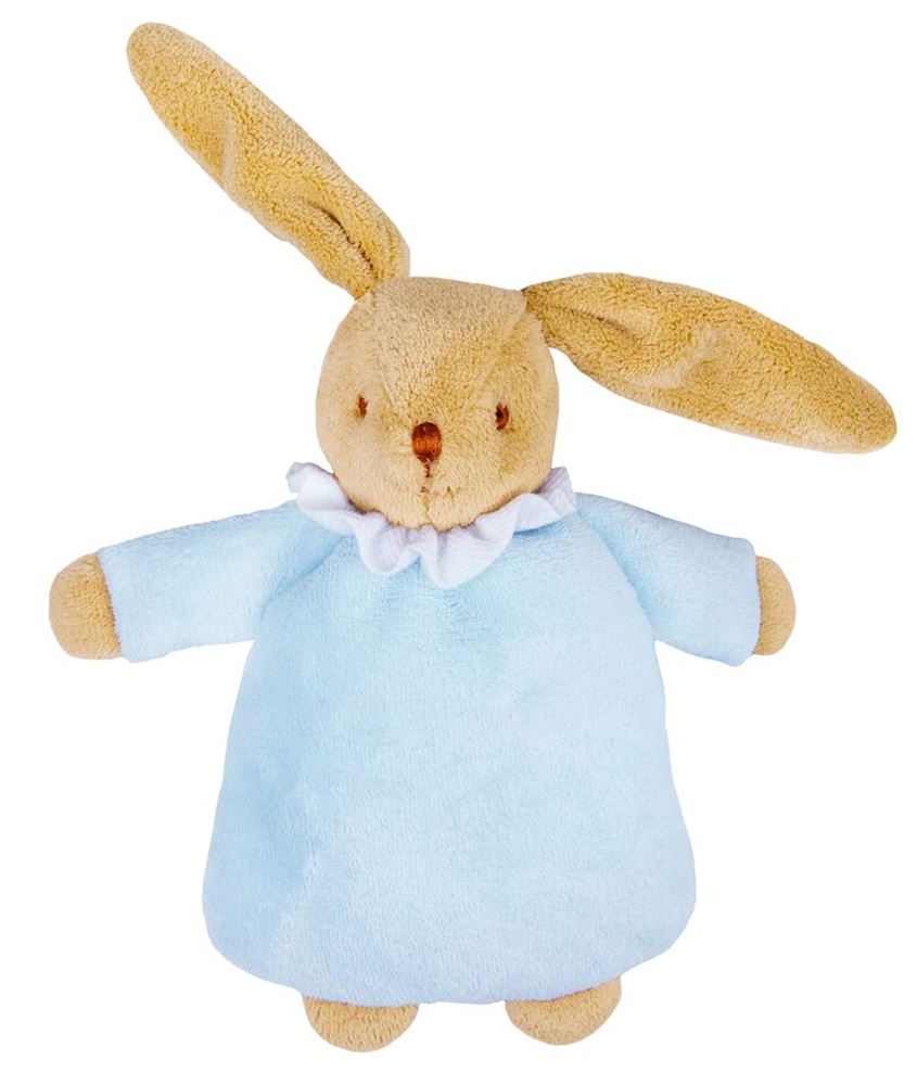 Kuschelige Hasenrassel hellblau 19 cm