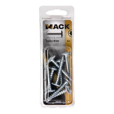 Mack 1069140 - Lukenschraube blau verzinkt 6,0 x 40 mm 8 Stück | 5 Stück