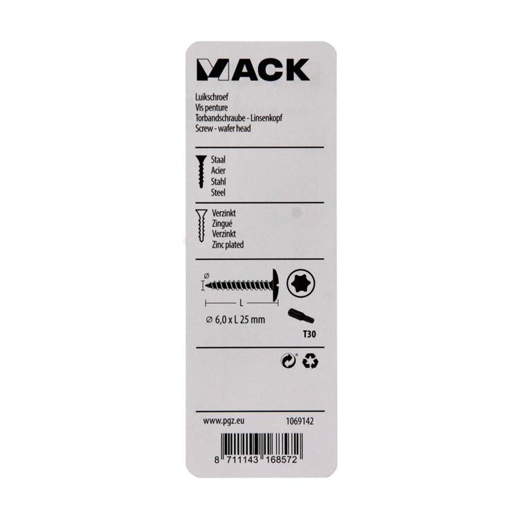 Mack 1069142 - Lukenschraube blau verzinkt 6,0 x 25 mm 10 Stück | 5 Stück