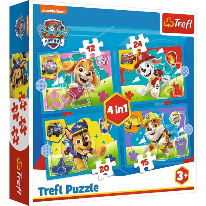 Oku Paw Patrol 4 in 1 Puzzle 12-15-20 und 24 Teile