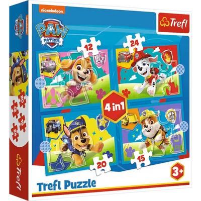 Oku Paw Patrol 4 in 1 Puzzle 12-15-20 und 24 Teile