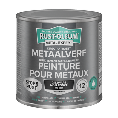 Rust-Oleum 1071326 – Metallfarbe-HG – RAL9005 – 250 ml, direkt auf Rost | 1 Stk