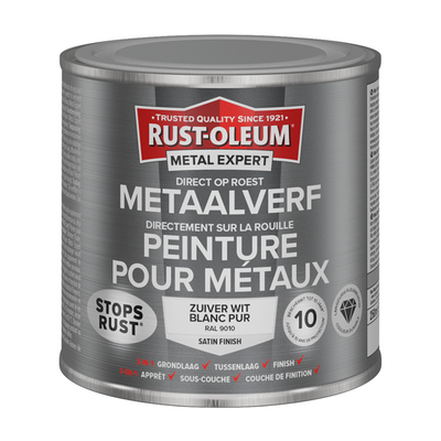 Rust-Oleum 1071328 – Metallfarbe – ZG – Ral9010 – 250 ml, direkt auf Rost | 1 Stk