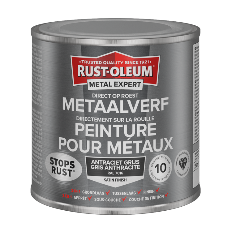 Rust-Oleum 1071331 – Metallfarbe –zg –ral7016 –250 ml, direkt auf Rost | 1 Stk