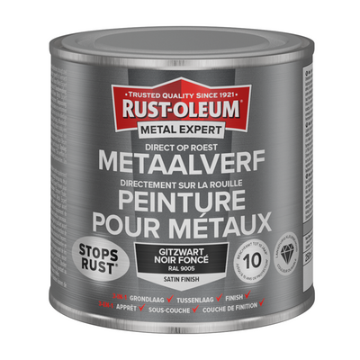 Rust-Oleum 1071337 – Metallfarbe – ZG – Ral9005 – 250 ml, direkt auf Rost | 1 Stk