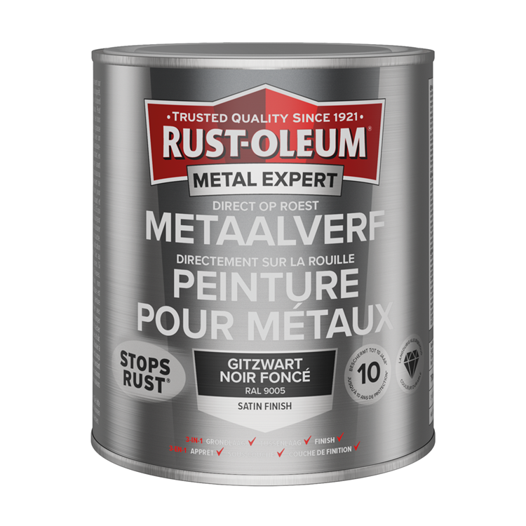 Rust-Oleum 1071339 – Metallfarbe –zg –ral9005 –750 mldirekt auf Rost | 1 Stk