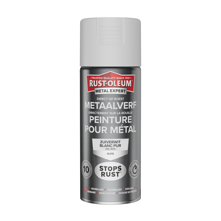 Rust-Oleum 1071342 – Metallfarbe –hg –ral9010 –400 ml direkt auf Rost | 1 Stk