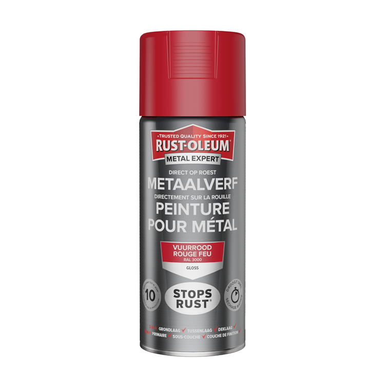 Rust-Oleum 1071344 – Metallfarbe –hg –ral3000 –400 mldirekt auf Rost | 1 Stk