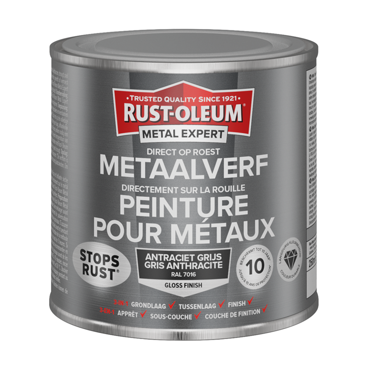 Rust-Oleum 1071345 – Metallfarbe –hg –ral7016 –250 mldirekt auf Rost | 1 Stk