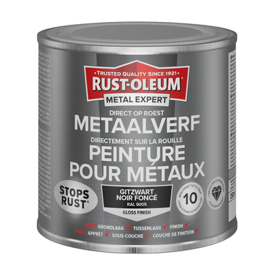Rust-Oleum 1071348 – Metallfarbe –hg –ral9005 –250 mldirekt auf Rost | 1 Stk