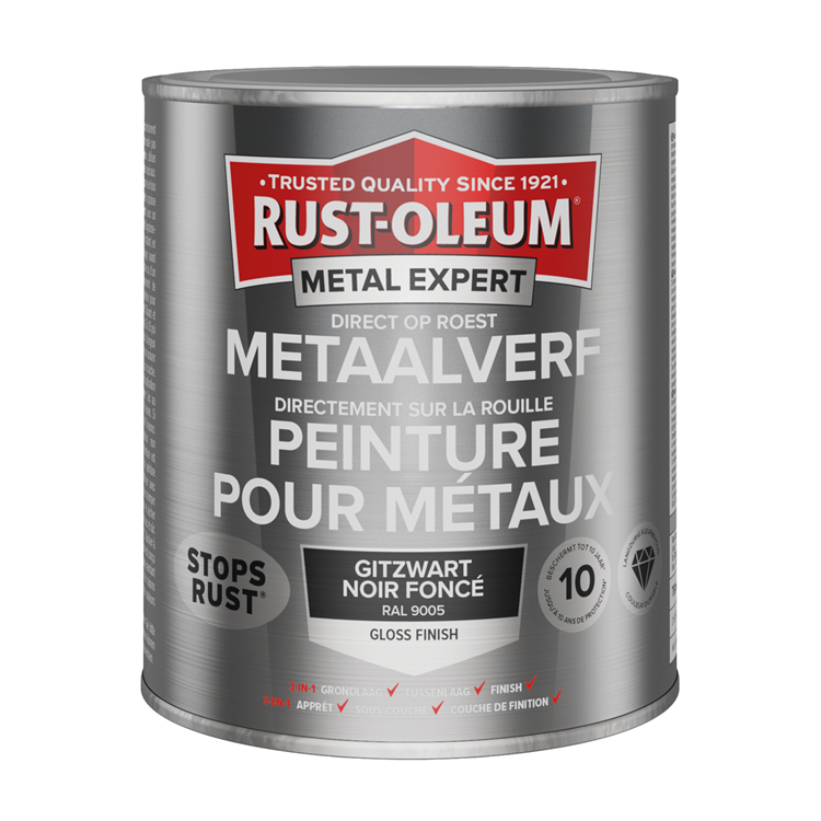 Rust-Oleum 1071350 – Metallfarbe –hg –ral9005 –750 ml direkt auf Rost | 1 Stk