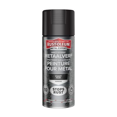 Rust-Oleum 1071369 – Hammerschlaglack – Schwarz – 400 ml direkt auf Rost – Metallfarbe | 1 Stk