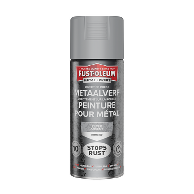 Rust-Oleum 1071372 – Hammerschlag – Silber – 400 ml direkt auf Rost – Metallfarbe | 1 Stk