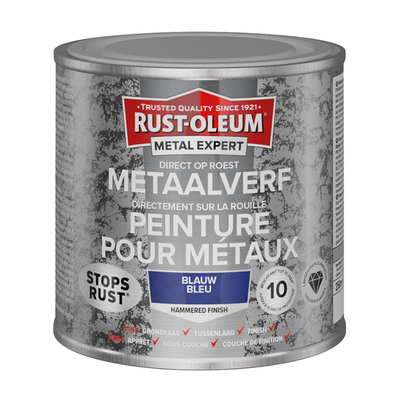 Rust-Oleum 1071360 – Hammerschlag – Blau – 250 ml direkt auf Rost – Metallfarbe | 1 Stk
