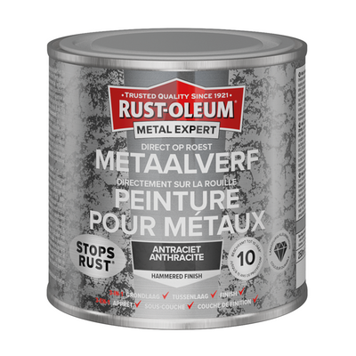 Rust-Oleum 1071365 – Hammerschlag – Anthrazit – 250 ml direkt auf Rost – Metallfarbe | 1 Stk