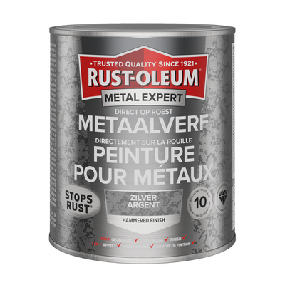 Rust-Oleum 1071373 – Hammerschlag – Silber – 750 ml direkt auf Rost – Metallfarbe | 1 Stk