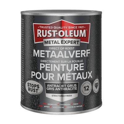 Rust-Oleum 1071375 – Struktur – Anthrazit 750 ml direkt auf Rost – Metallfarbe | 1 Stk