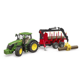 Bruder John Deere 7r 350 mit Anhänger und 4 Baumstämmen