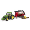 Bruder John Deere 7r 350 mit Anhänger und 4 Baumstämmen