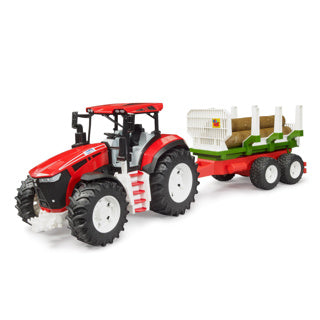 Bruder Roadmax Traktor mit Heckanhänger und 3 Baumstämmen