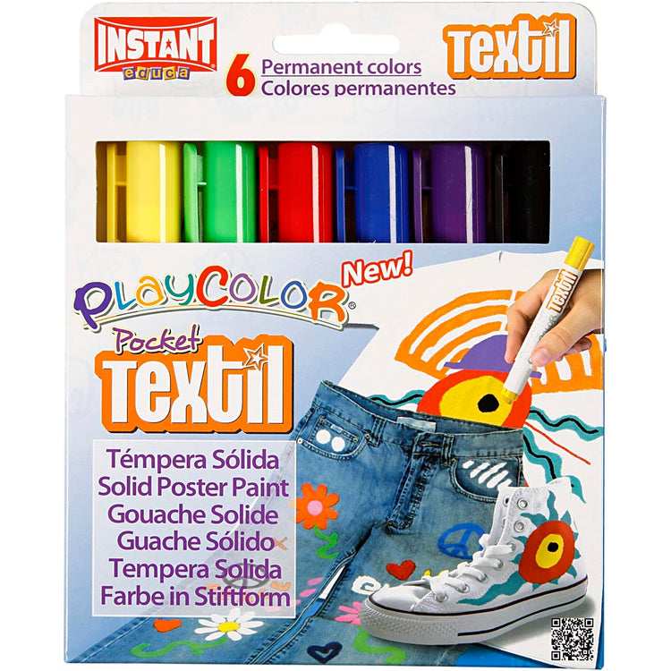 Playcolor® Playcolor Textilfarbe, L: 14 cm, verschiedene Farben, 5 g, 6 Stück 1 Box