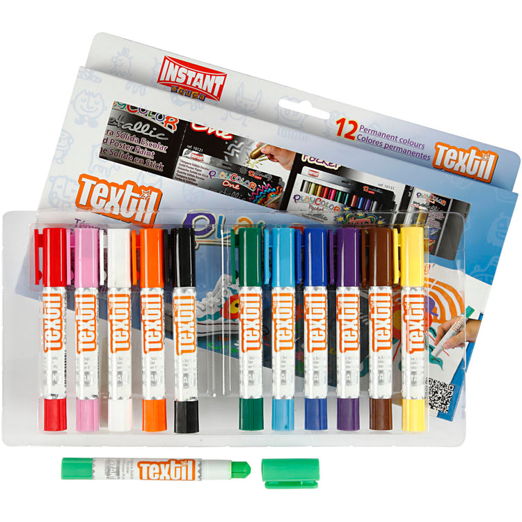 Playcolor® Playcolor Textilfarbe, L: 14 cm, verschiedene Farben, 5 g, 12 Stück 1 Box