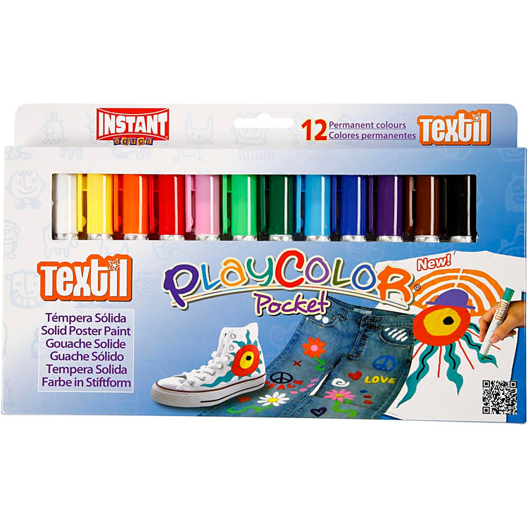 Playcolor® Playcolor Textilfarbe, L: 14 cm, verschiedene Farben, 5 g, 12 Stück 1 Box