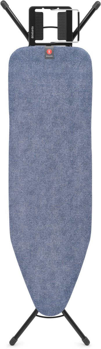 Brabantia Bügelbrett B – für Bügeleisen – 124 x 38 cm – Jeansblau