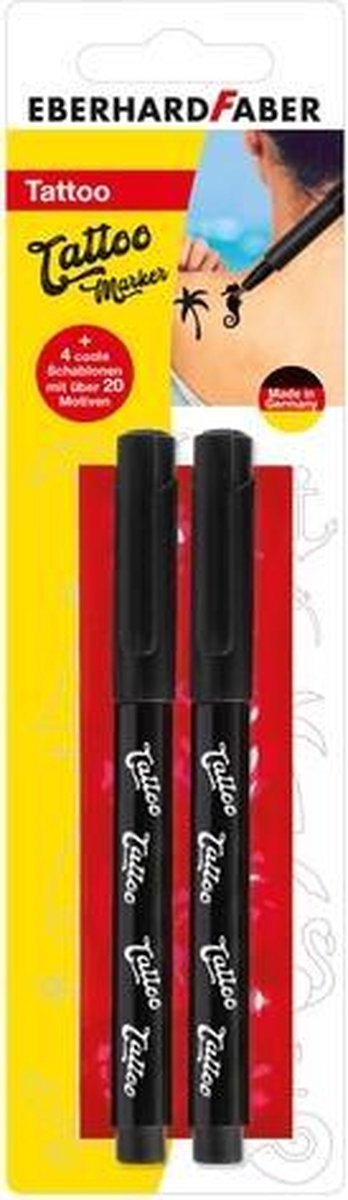 Eberhard Faber Tattoomarker – 2 Stück – Schwarz – mit Schablonen – EF-559597