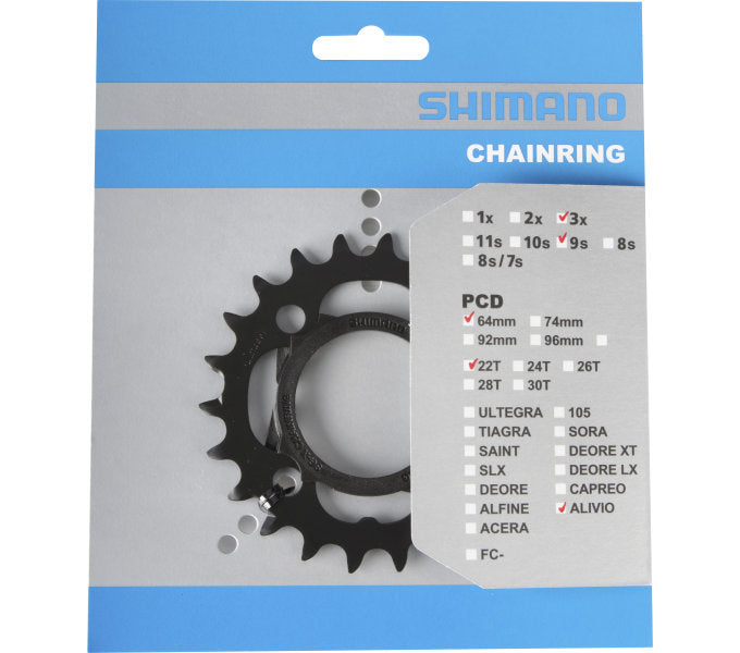 Shimano Kettenblatt 22T Alivio FC-M4000 FC-M4050 9-fach mit Kettenschutz schwarz