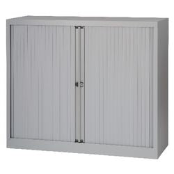 Rolltorschrank geschweißt, niedrig, Stahl, Kunststoff, 120 x 43 x 103 cm, grau