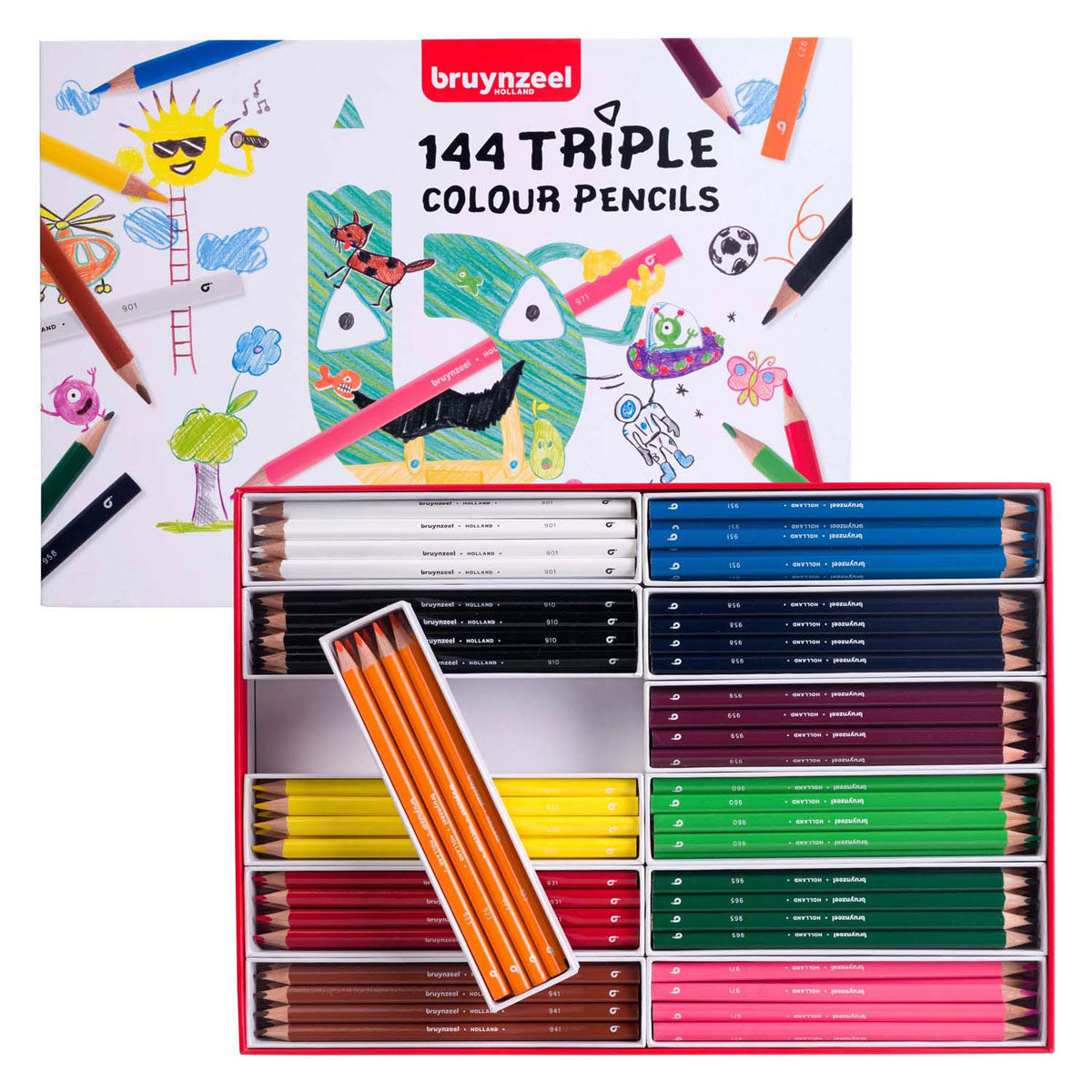 Bruynzeel Dreier Bleistiftset, 12x12 Farben