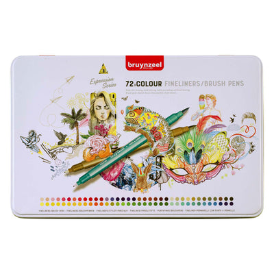 Bruynzeel Kreatives Fineliner Pinsel Pinsel Set 72 Farben