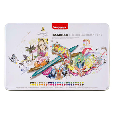 Bruynzeel Kreatives Fineliner Pinsel Pinsel Set 48 Farben