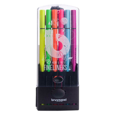 Bruynzeel Fineliner Set Neon Pastell, 12 Farben