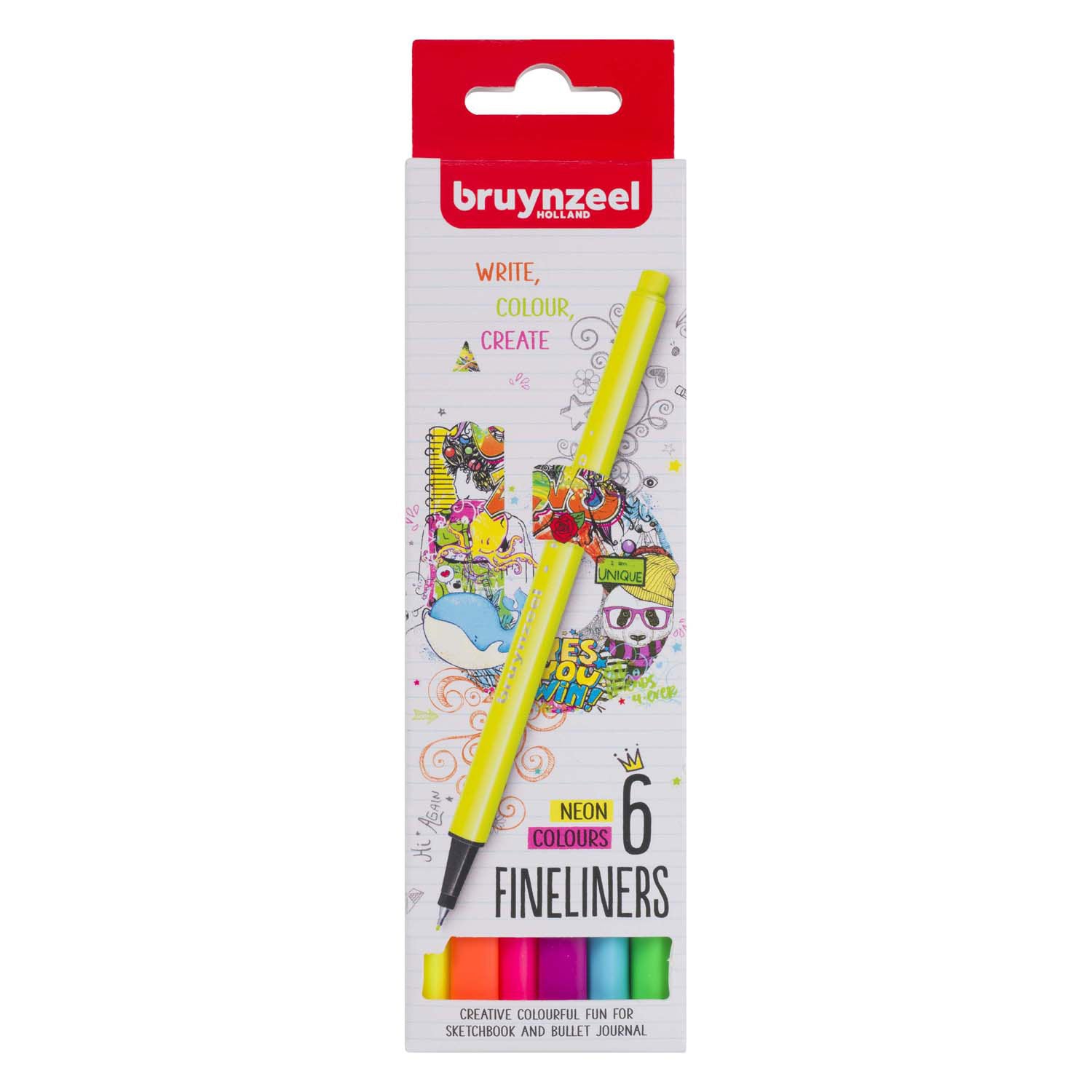Bruynzeel Fineliner Set Neon 6 Farben