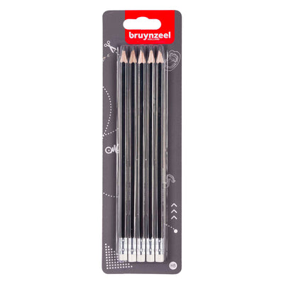 Bruynzeel Graphit -Bleistift -Set, 5 HB -Stifte mit Gummi