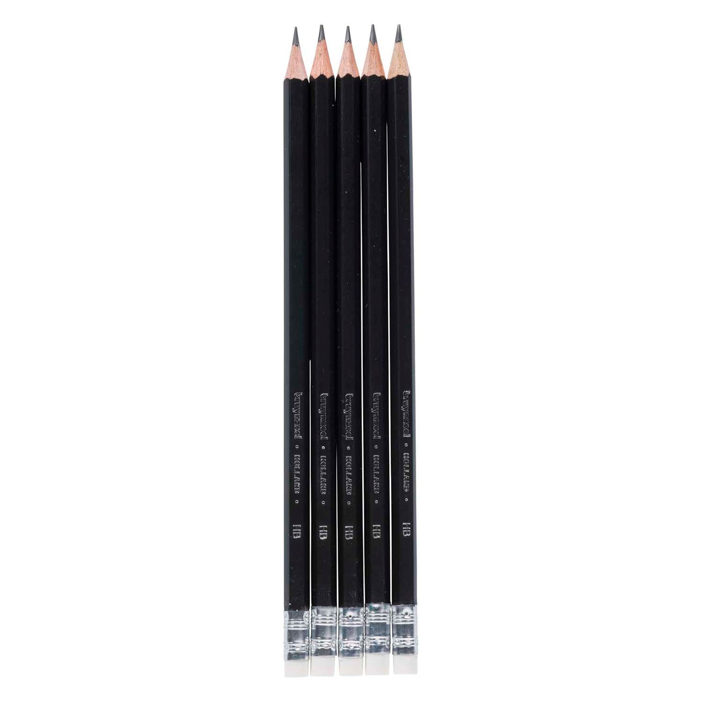 Bruynzeel Graphit -Bleistift -Set, 5 HB -Stifte mit Gummi