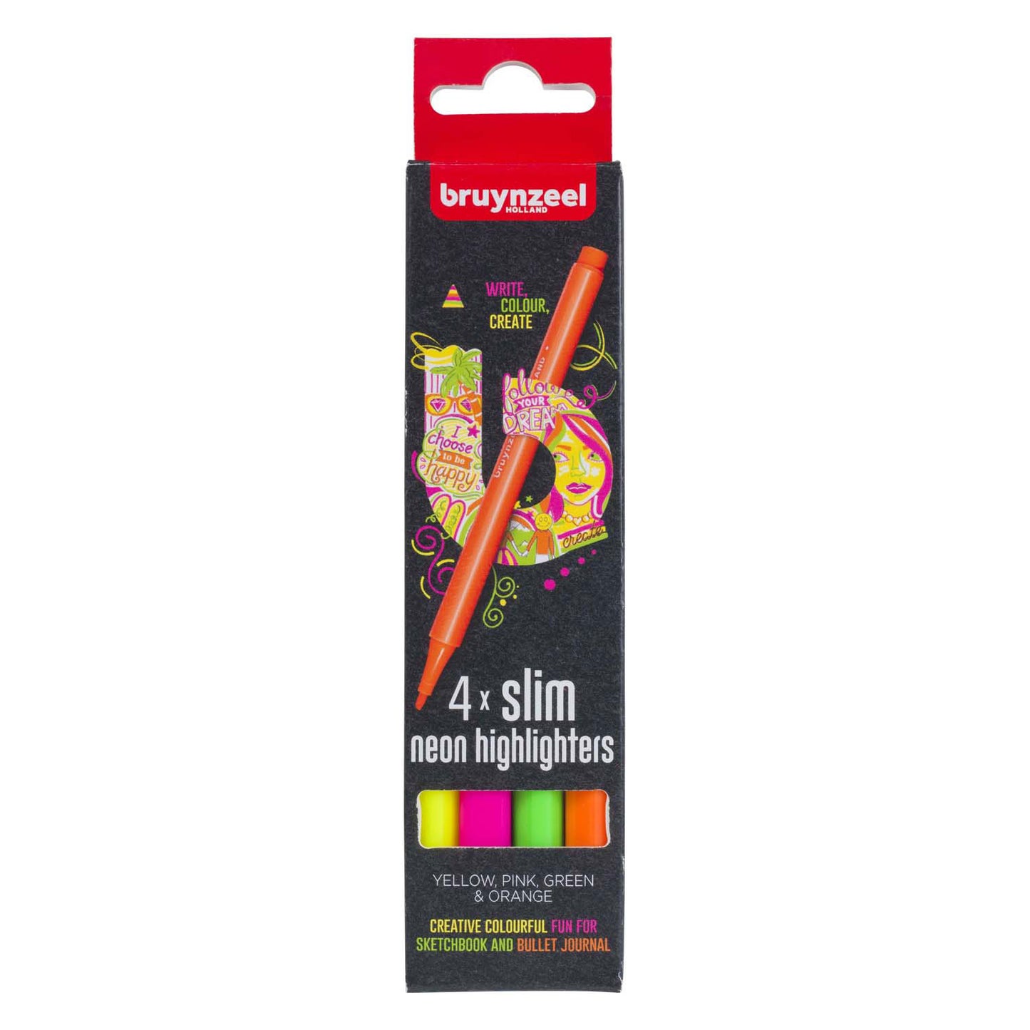 Bruynzeel markieren Stifte schmale Set 4 Farben