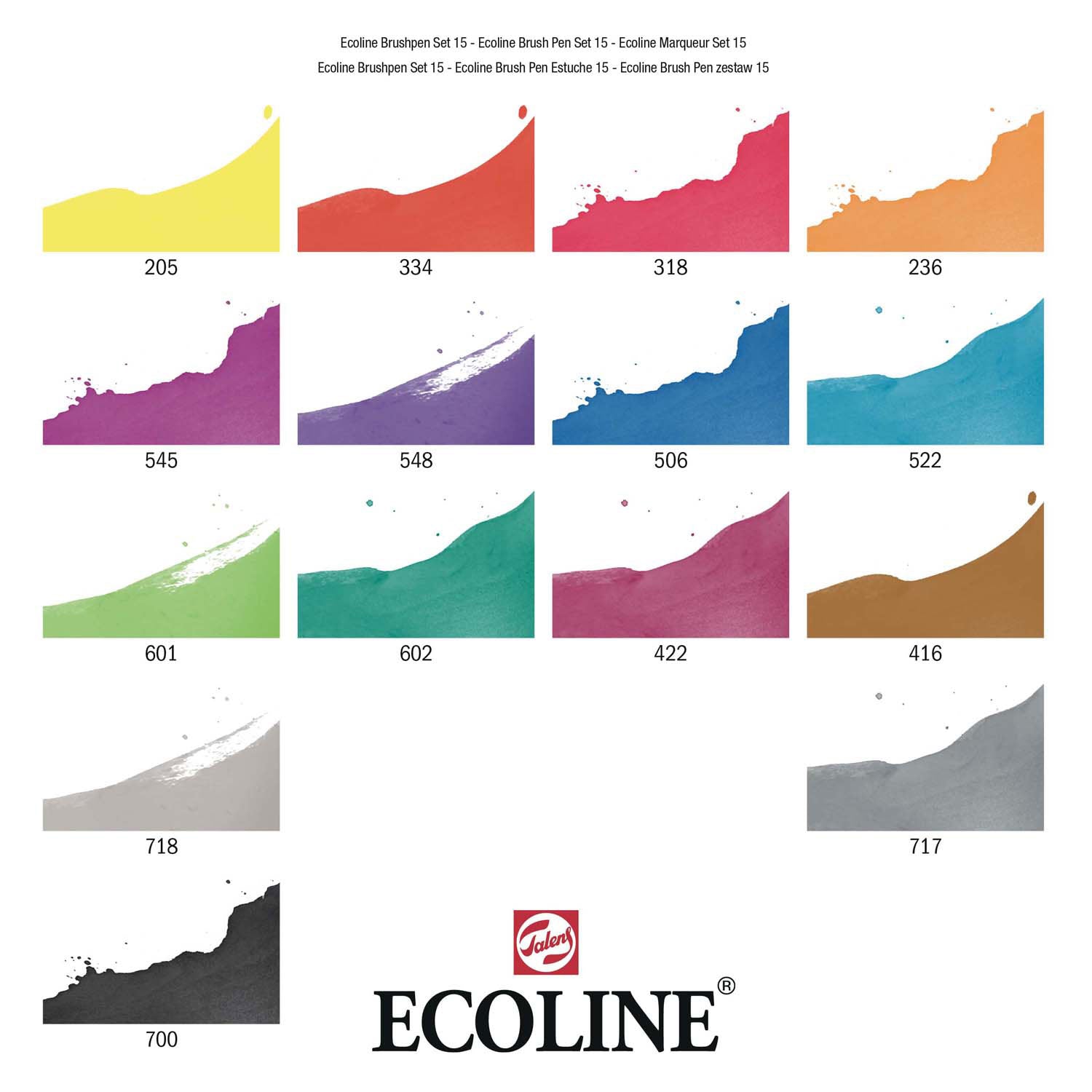 Bruynzeel Ecoline Pinselstift Set, 15 Farben