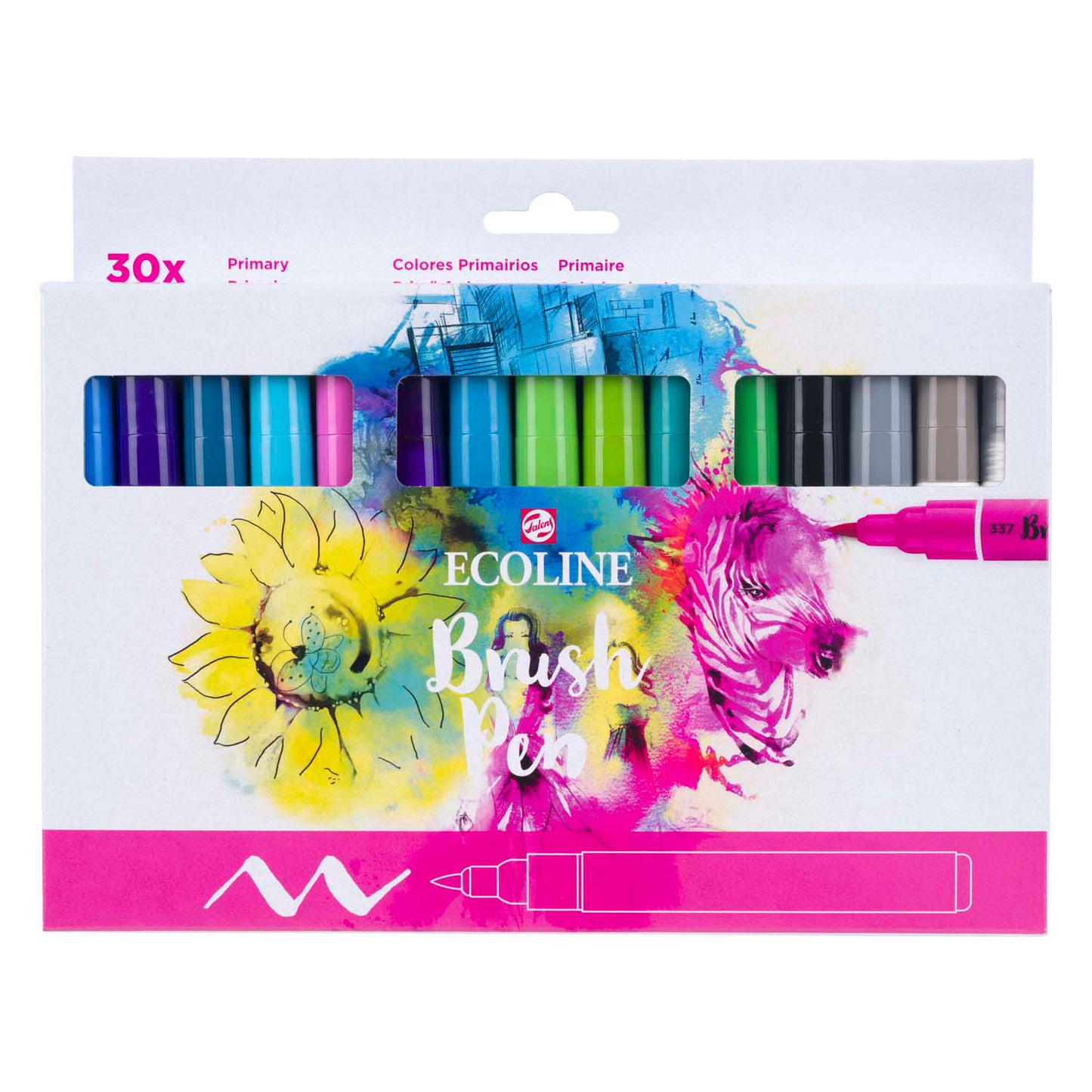 Bruynzeel Ecoline Pinselstift Set Primär, 30 Farben