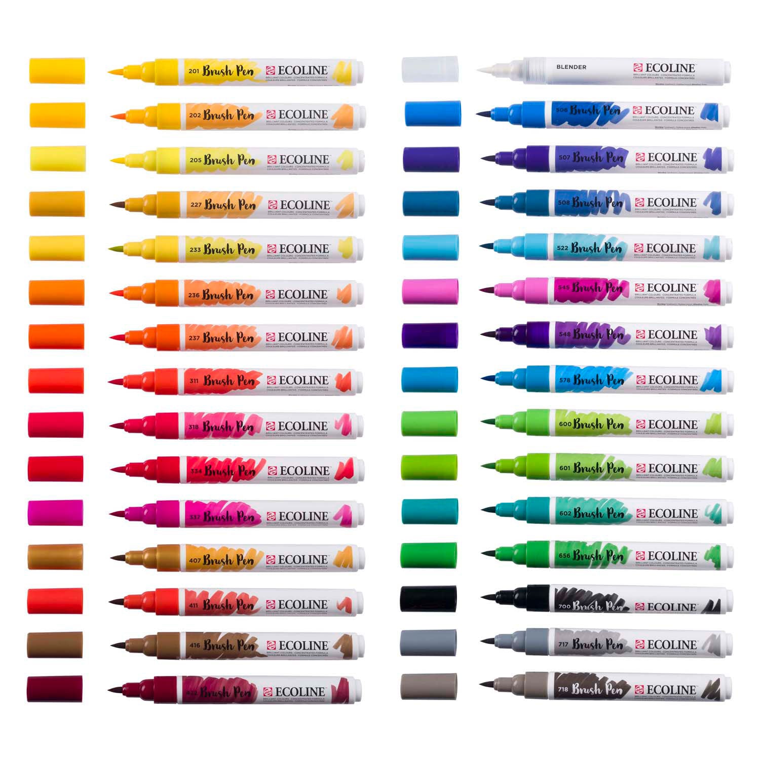 Bruynzeel Ecoline Pinselstift Set Primär, 30 Farben