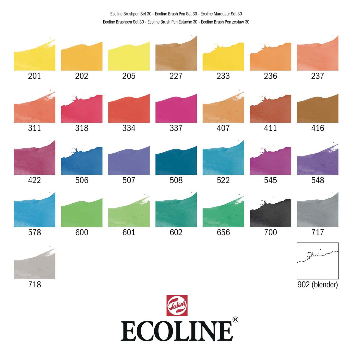 Bruynzeel Ecoline Pinselstift Set Primär, 30 Farben