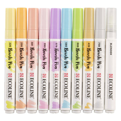 Bruynzeel Ecoline Brush Pen Set Pastell, 10 Farben
