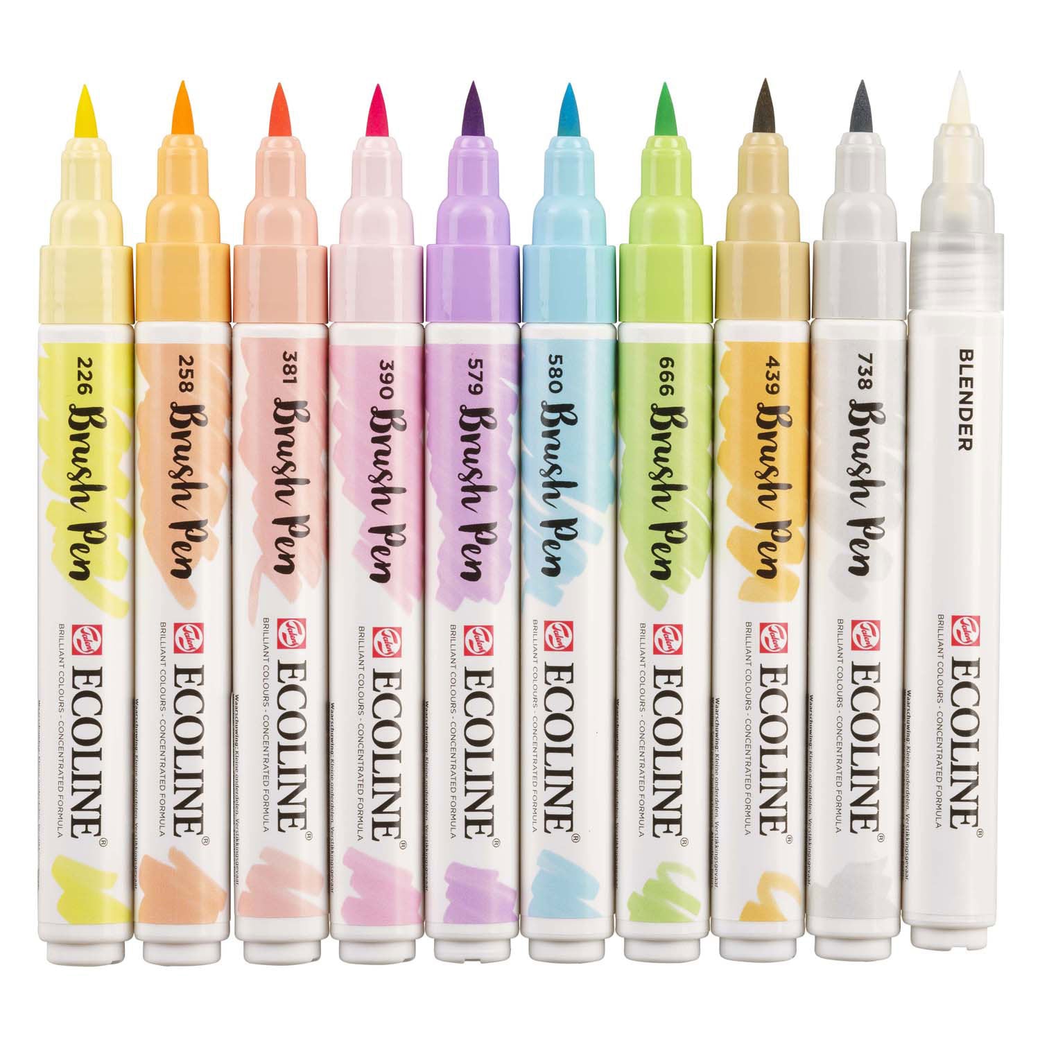 Bruynzeel Ecoline Brush Pen Set Pastell, 10 Farben